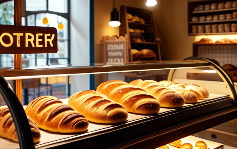 **

Prompt: "Cozy bakery interior, warm lighting, aroma of fresh bread, display of colorful pastries, happy customers, inviting atmosphere, 'Konditorei' sign, focus on sensory experience, golden hour lighting, soft focus."

**