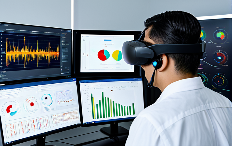 A group of diverse professionals, fully clothed in modest business attire, conducting advanced neuromarketing research in a high-tech, clean laboratory setting. One professional is wearing an EEG headset, another is observing eye-tracking data on a large monitor displaying heatmap overlays on a product image. Subtle data visualizations and brainwave patterns are visible in the background, emphasizing the measurement of unconscious signals. The atmosphere is focused and innovative, with professional photography, cinematic lighting, and high-resolution detail. Perfect anatomy, correct proportions, natural pose, well-formed hands, proper finger count, natural body proportions. Safe for work, appropriate content, fully clothed, professional, modest clothing.