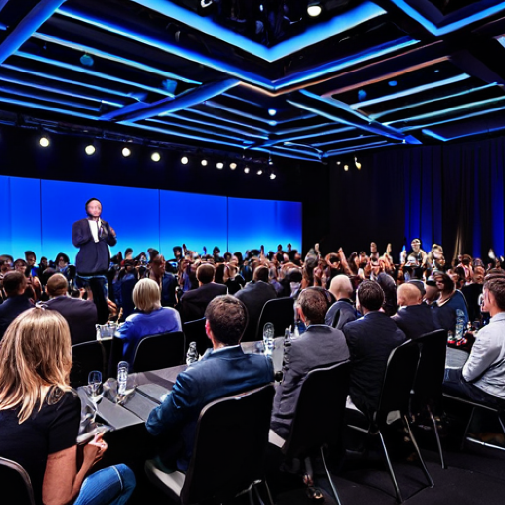 뉴로마케팅 기법을 활용한 이벤트 마케팅 - Sound & Emotion**
"A modern event space, filled with attendees enjoying a product presentation. Upb...
